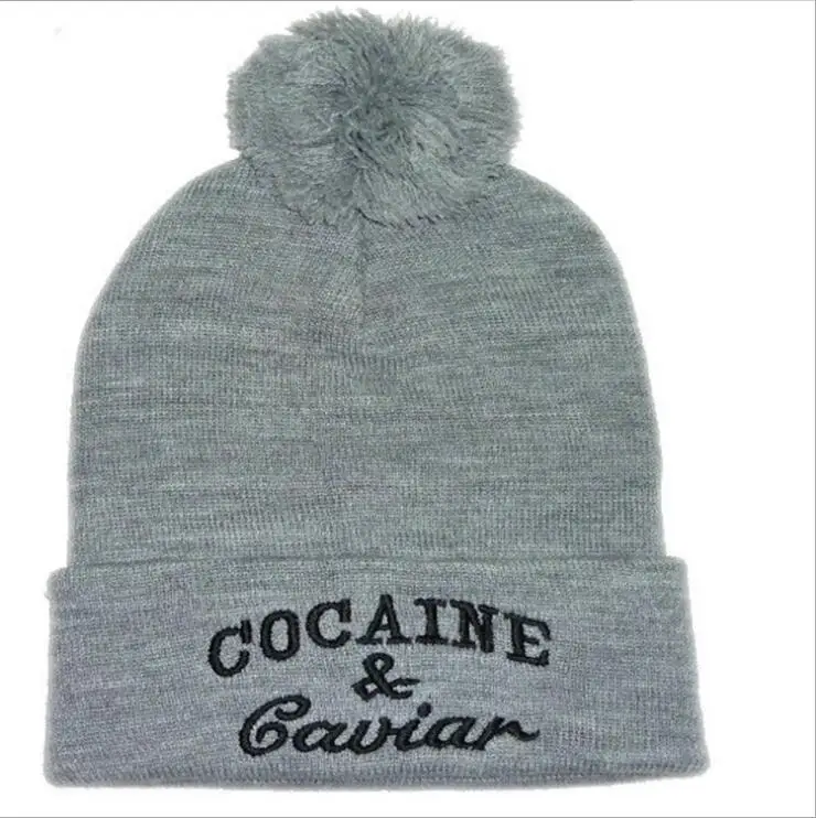 Новый стиль Cocain &amp Caviar Beanies с мячом хип-хоп кепка мужские теплые вязаные шапки для