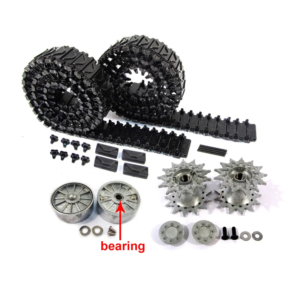 Металлические Гусеницы и направляющие колеса MATO sherman 1/16 1:16 T74, приводные колеса с подшипниками/звездочками, для Heng Long 3898-1Tank