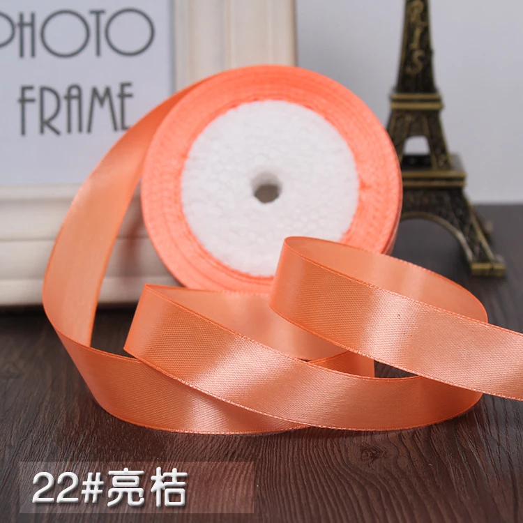 Bright orange Новинка 20 мм(3/") Шампанское Свадебные шелковые атласные ленты подарочная упаковочная лента diy декоративная лента для творчества аксессуары 25 ярдов/лот DIY - Цвет: Bright orange