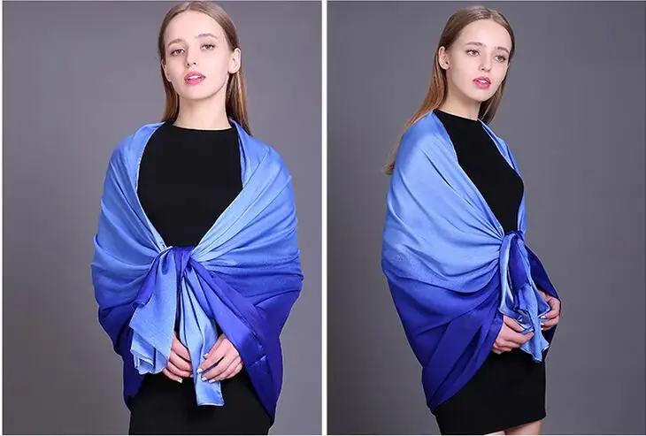 Летнее Новое поступление модные шелковые шарфы градиентные цвета жоржет женские шелковые шарфы пашмины