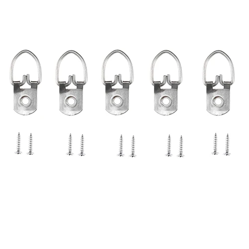 D 45X17mm 5PCS DRELD 5/20 шт. цинковый сплав с d-образным кольцом настенная рамка для картин фото с изображением картины маслом зеркало в раме подвесные крючки с винтами Бронзовый/серебристый тон - Цвет: D 45X17mm 5PCS
