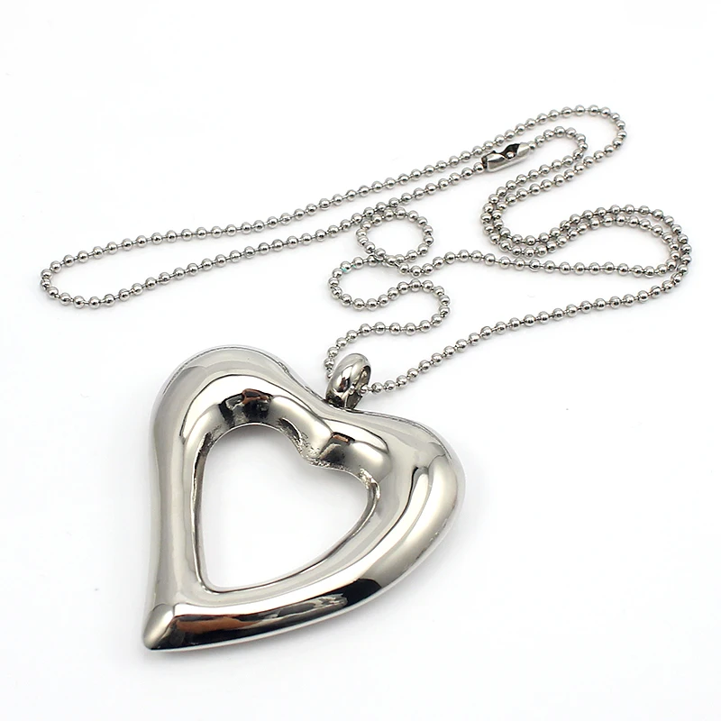 COUYA 2017 New design 316L stainless steel silver big hollow heart pendant necklace women jewelry Free shipping high quality|designer jewelry|jewelry