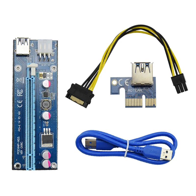 USB 3,0 PCI-E Riser Express с 6GPU Биткойн Майнинг материнская плата PCI-E Riser 6pin кабель питания PCIE 1x to 16x адаптер удлинитель
