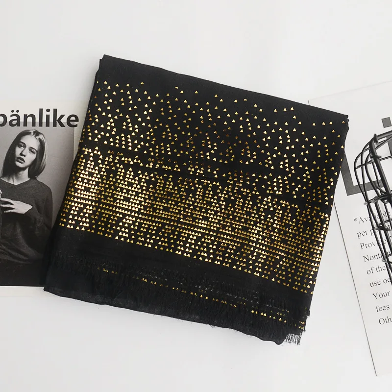 Женские Геометрические шарфы с тройником гладкий Золотой блестящий шарф простой