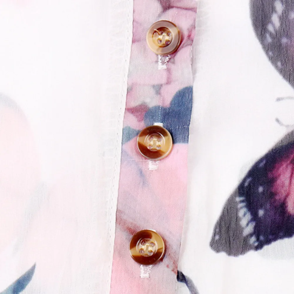 Свободная Женская Повседневная рубашка с цветочным принтом на пуговицах