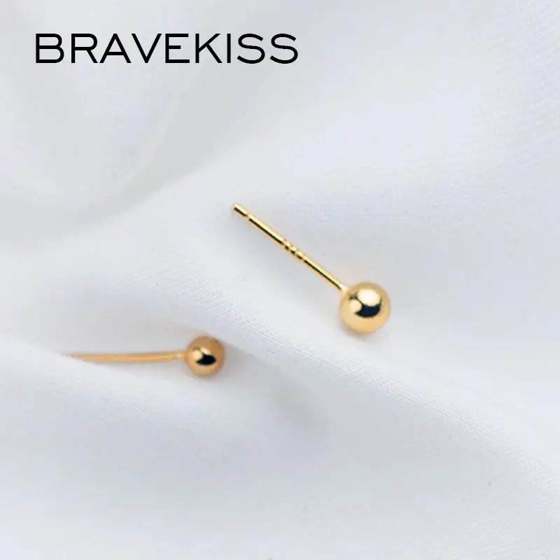 Женские серьги BRAVEKISS круглые пусеты из стерлингового серебра 925 пробы с шариками