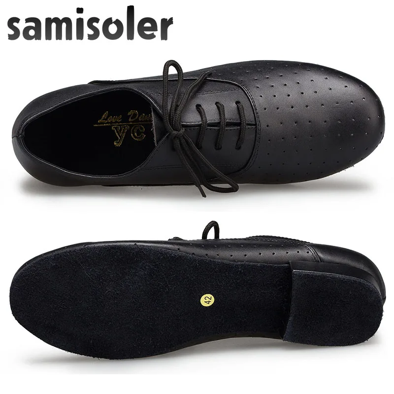 Мужская обувь для бальных танцев Samisoler черная танцевальная на каблуке сальсы