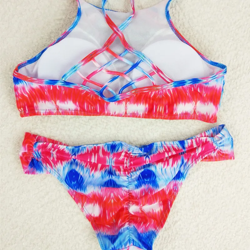 Танкини купальники женские с высоким горлом геометрические 2019 бикини набор