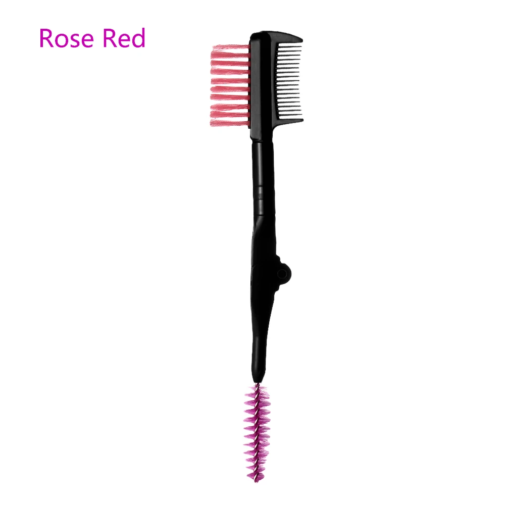rose red Двухсторонняя кисть для бровей, расческа для ресниц, разделитель туши, красота, косметика для бровей, кисти для макияжа, косметика для глаз, инструменты - Handle Color: rose red