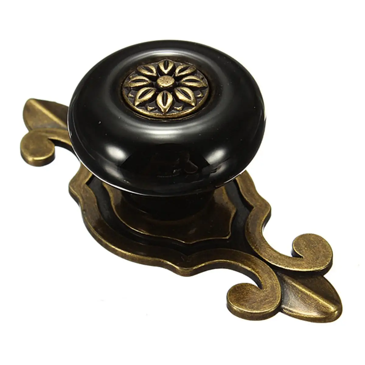 Black(bronze top) 30 мм Ретро дверная ручка кухонный шкаф керамическая ручка выдвижной ящик шкафа винтажные ручки для домашнего декора 8 Шаблоны - Цвет: Black(bronze top)