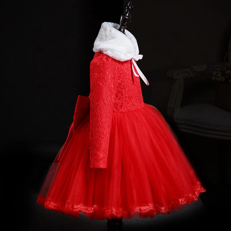 Новое платье принцессы; рождественское платье для девочек; robe fille; зимняя плотная бархатная одежда для маленьких девочек; вечерние платья; детская одежда