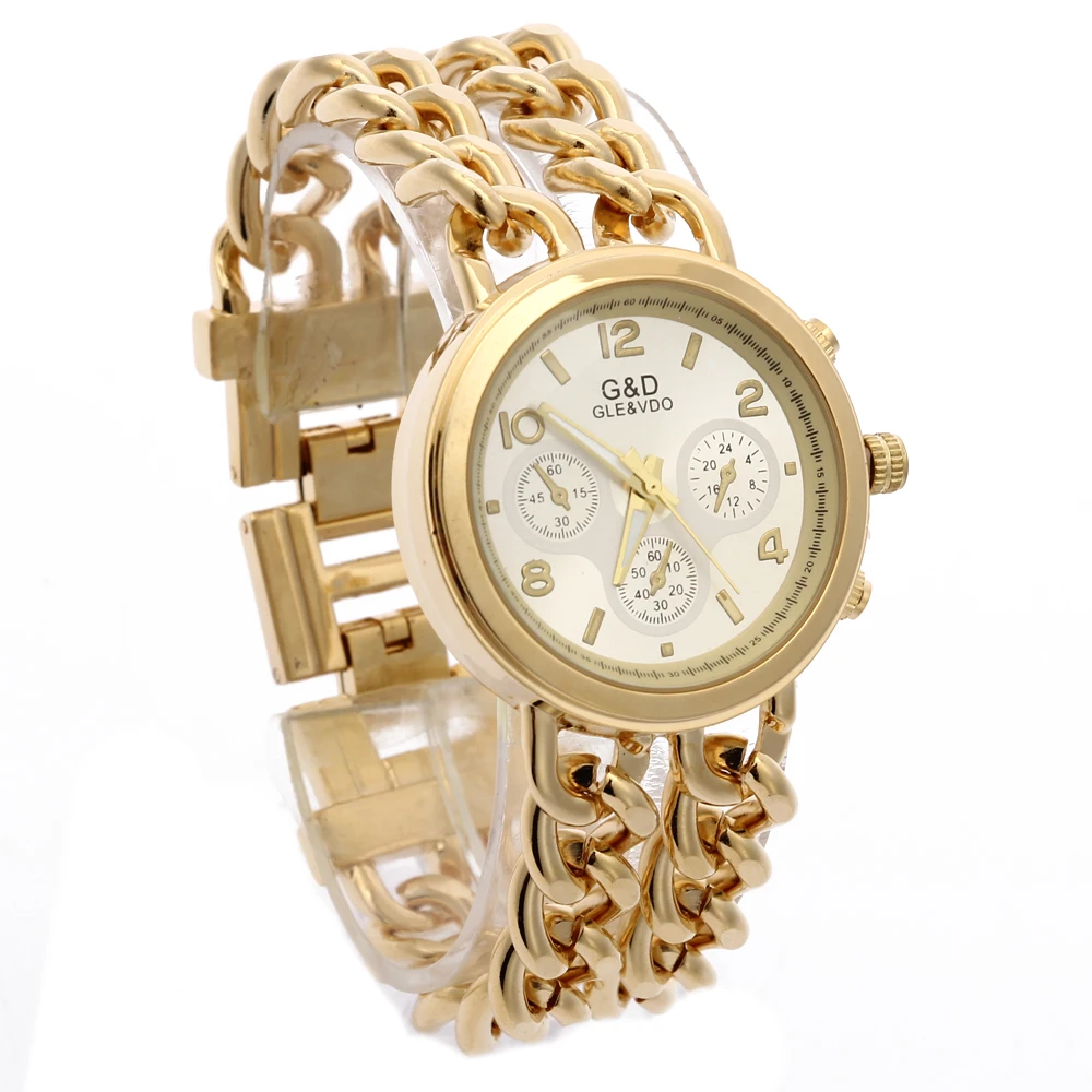 Часы G & D женские модные кварцевые из нержавеющей стали|gift gifts|gift womengift gold |