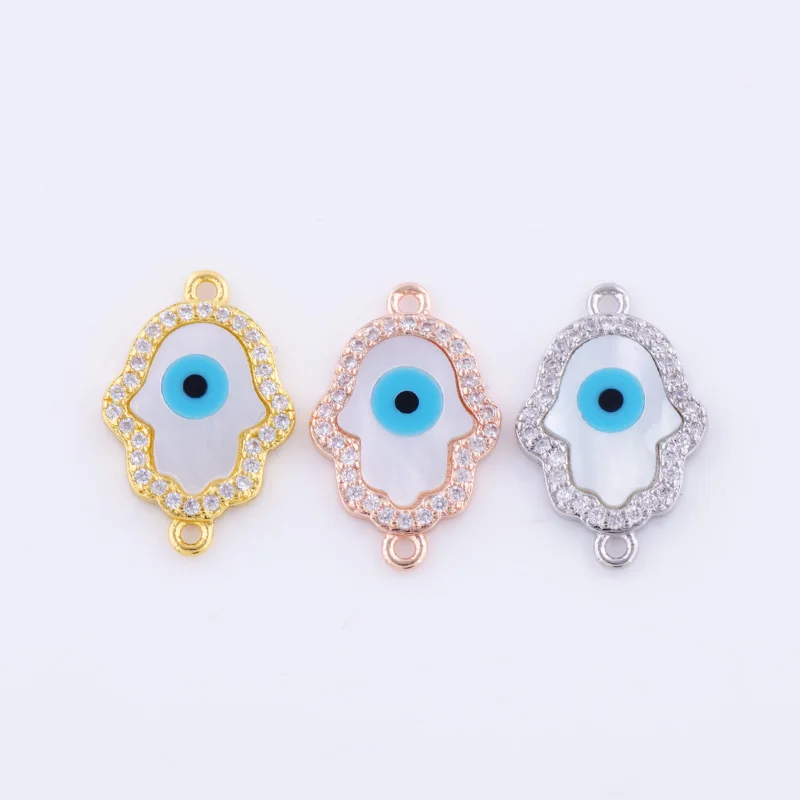 1pc 18*12mm Shell Evil Eye Hamsa Hand Connector Charms Pendant Accessories For DIY Fashion Bracelet Necklace Jewelry Findings | Украшения и