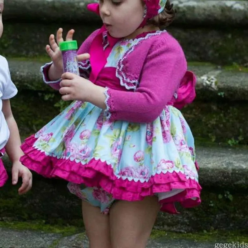 Детское платье с цветочным рисунком Осенние платья для девочек 2020 Розовые