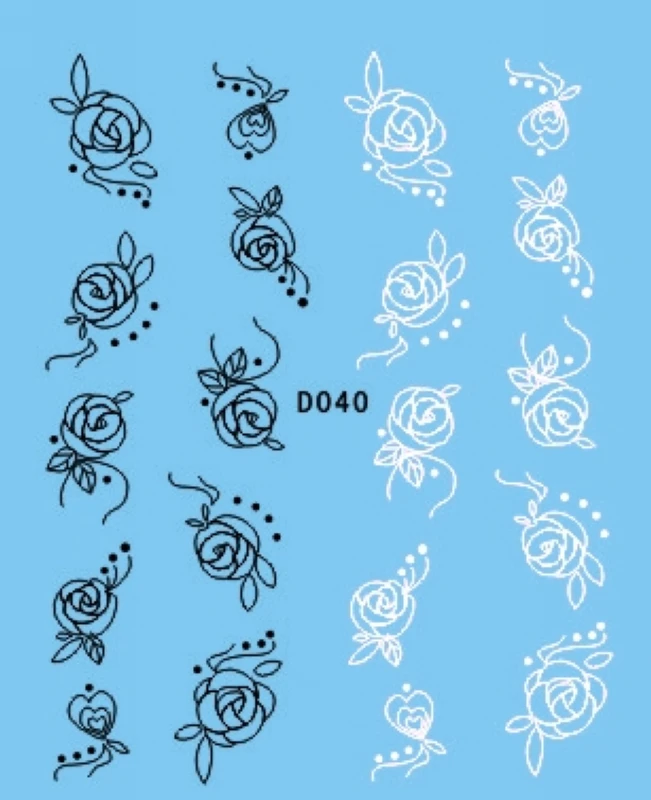 Наклейки для ногтей 11 упаковок/партия Переводные картинки черные и белые цветы