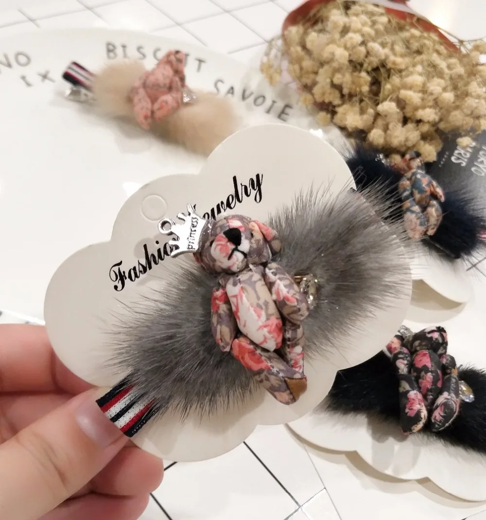 Корейский шерстяной Плетеный цветок шар Циркон сторона челка зажим аксессуар