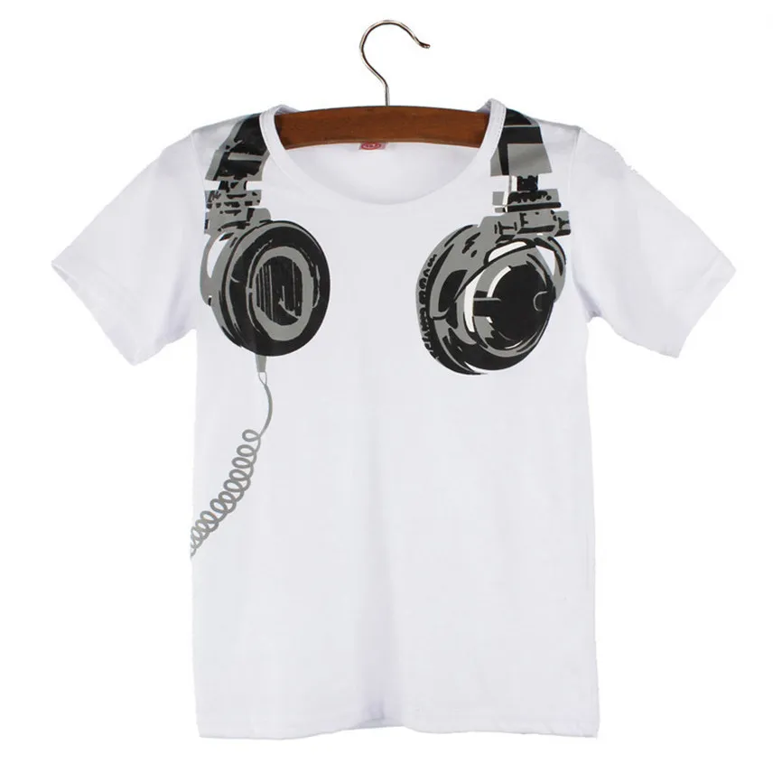 2018 Summer Casual Sport Boy Kids Headphone Short Sleeve Tops Blouses T Shirt Tees Clothes Dropshipping 0312 | Мать и ребенок