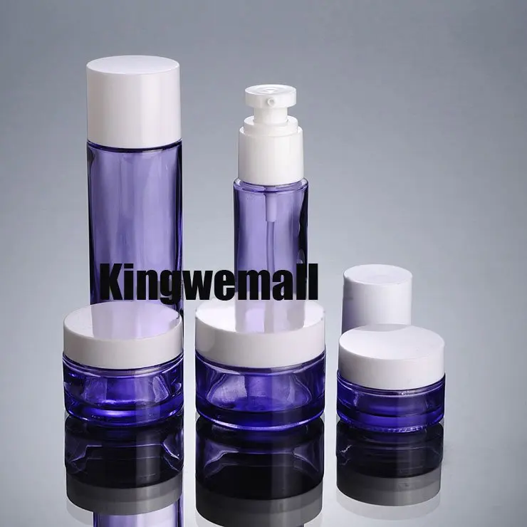 

10set/lot, New Glass Empty Travel Cosmetic Cream Jar Lotion Bottle kit purple color EFP