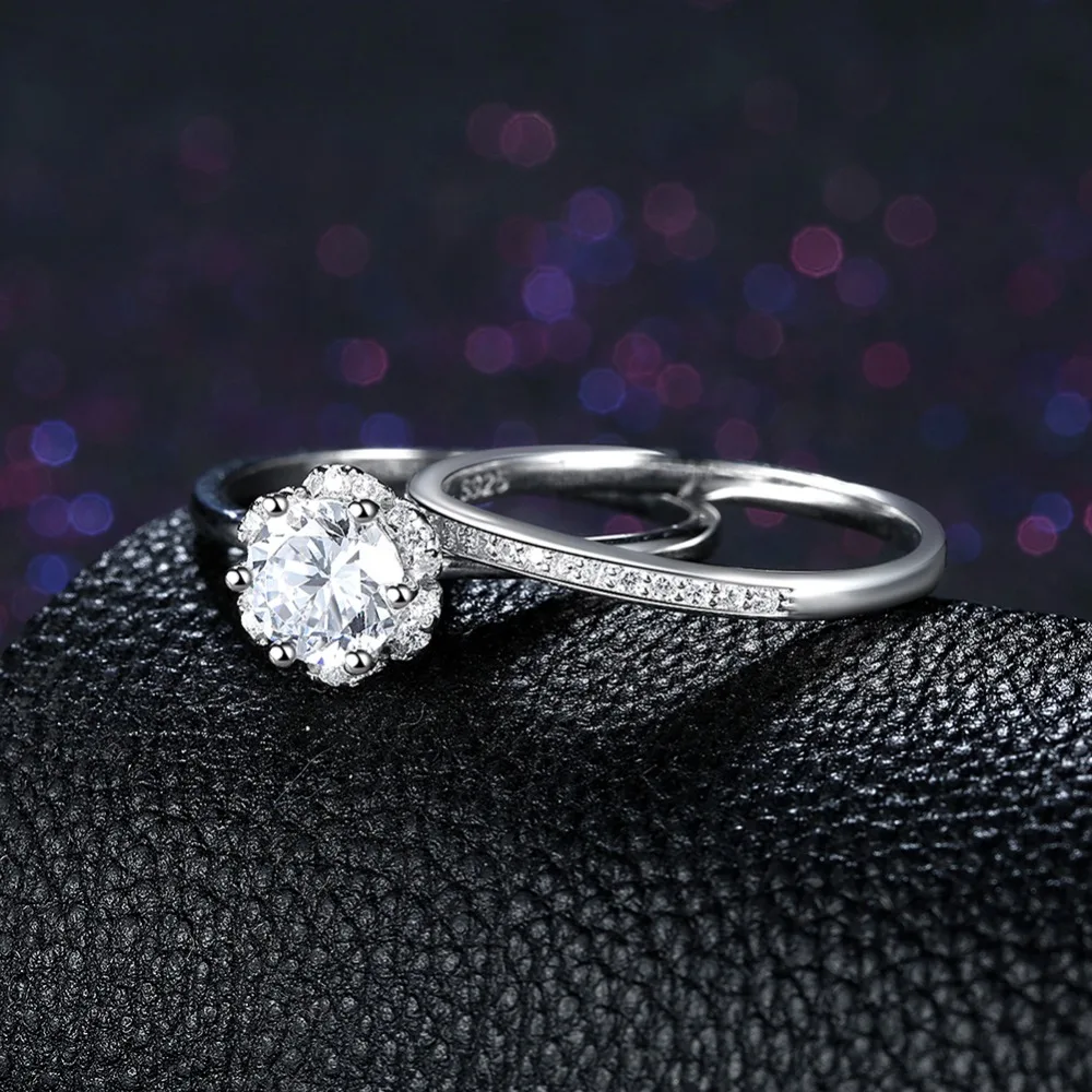 Классическая Пара 100% реального чистого серебра 925 пробы Серебряное кольцо с