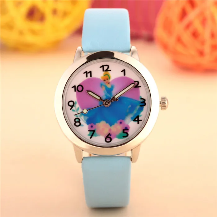 2017 брендовые Детские часы с героями мультфильмов принцессы модные милые кожаные