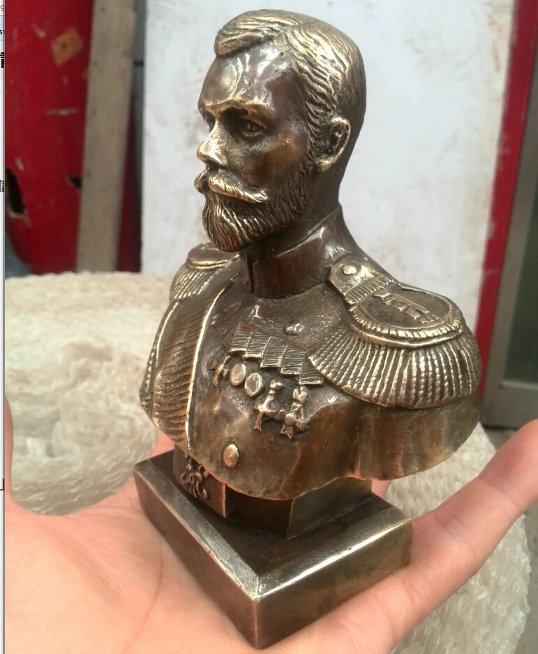 Русская статуя царя Николая II, бюст 5 дюймов, бронзовая статуя