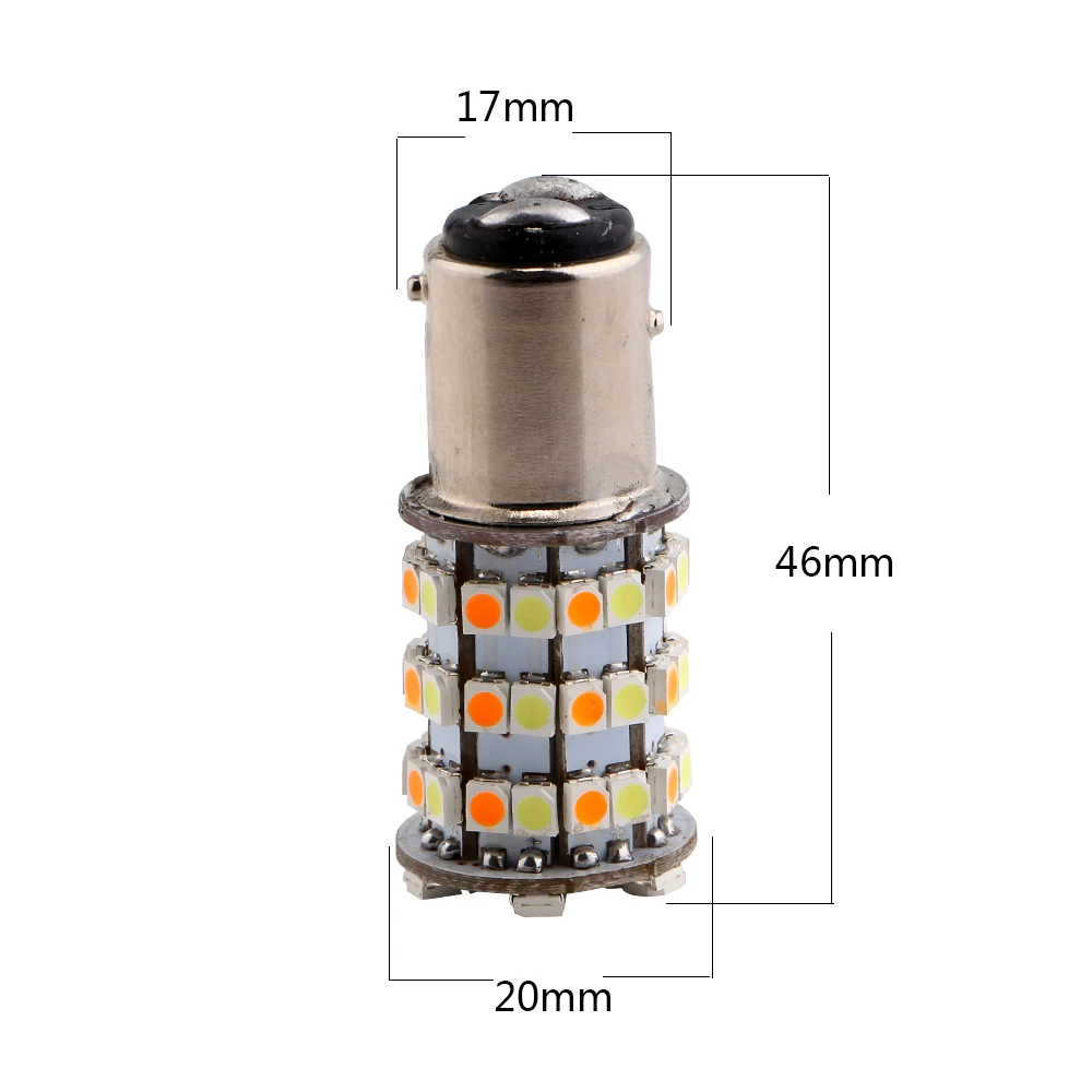 Новый продукт! 2-50-100шт 1157 BAY15D 3528 60 SMD Светодиодный двухцветный Янтарный/Белый