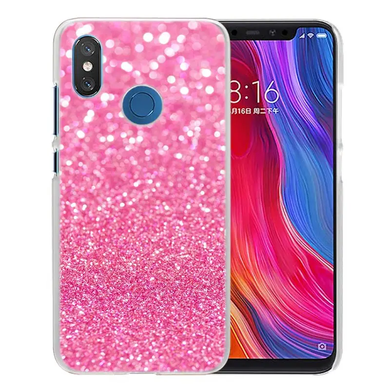 Для Xiao mi Red mi Note 7 Go 6 6A Pro S2 5 Plus 4X mi Play 8 lite A2 A1 Прозрачный жесткий пластиковый чехол для украшения блестящий красный - Цвет: 06