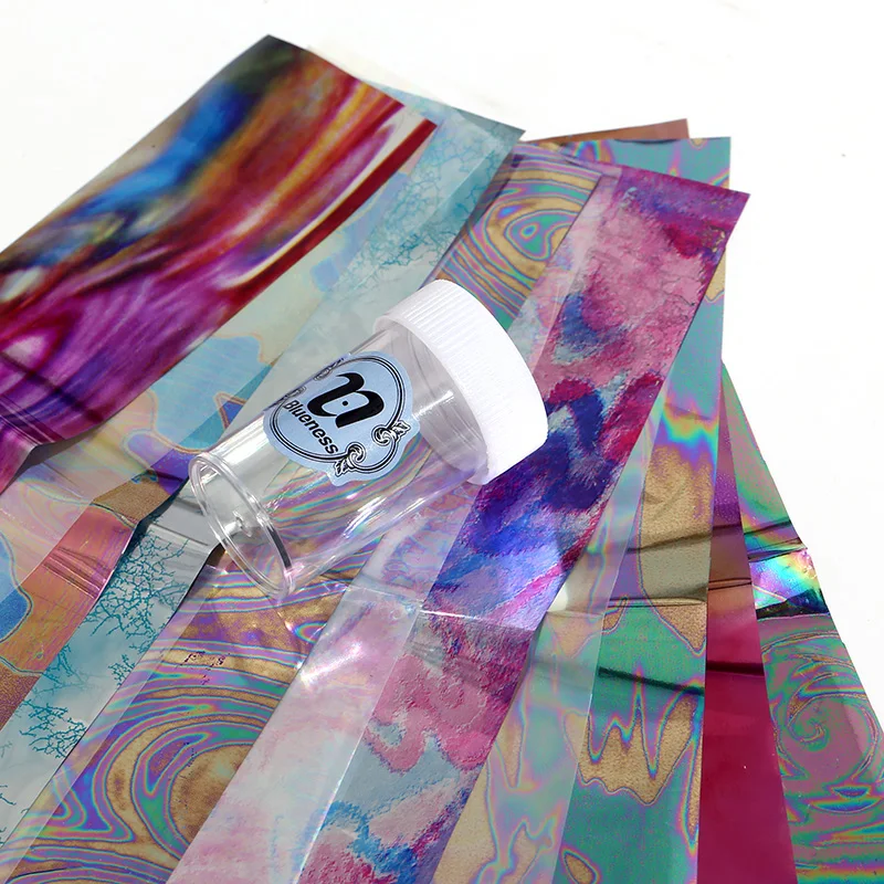 Blueness 3D лазерный дизайн Переводные фольги наклейки 12 рулонов украшения для ногтей