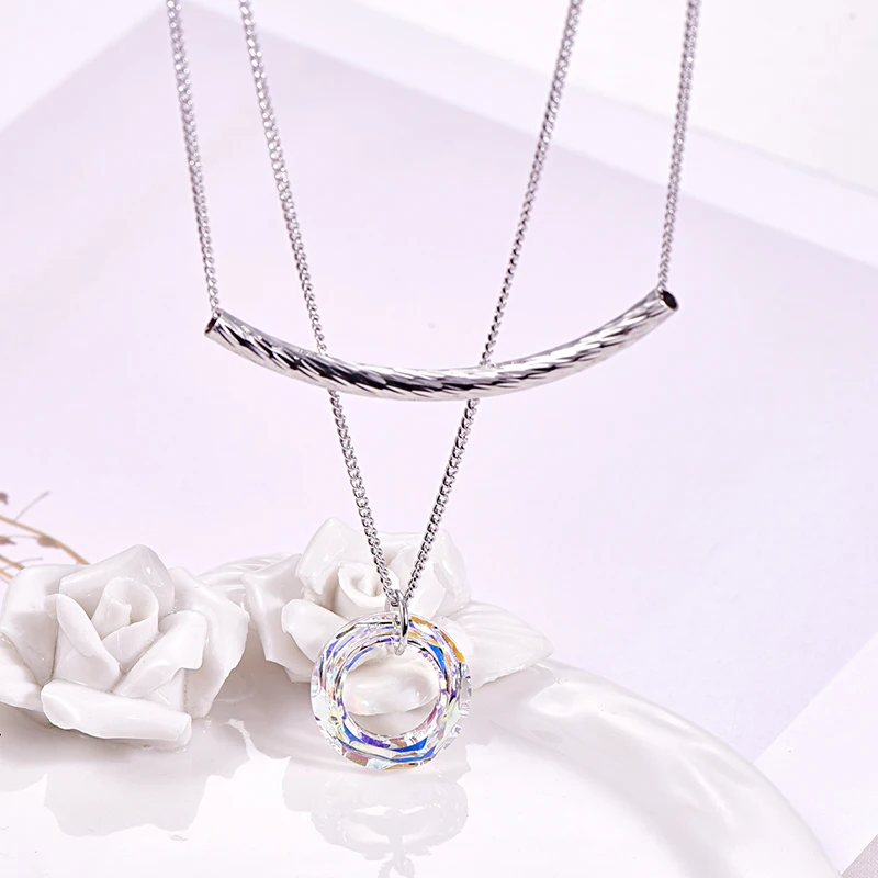 Бренд malanda круглое ожерелье кристаллы от SWAROVSKI Модные металлические подвески s