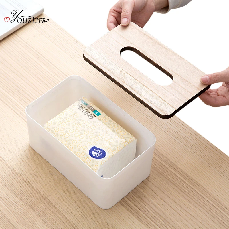OYOURLIFE 1pc Removable Tissue Roll Paper Wooden Box Home Bathroom Car Container Napkin Holder | Дом и сад