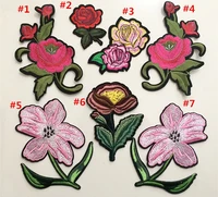 7pclot rose flower embroidery patches for clothing lily flowers embroidered sequin parch for clothes sewing rose applique