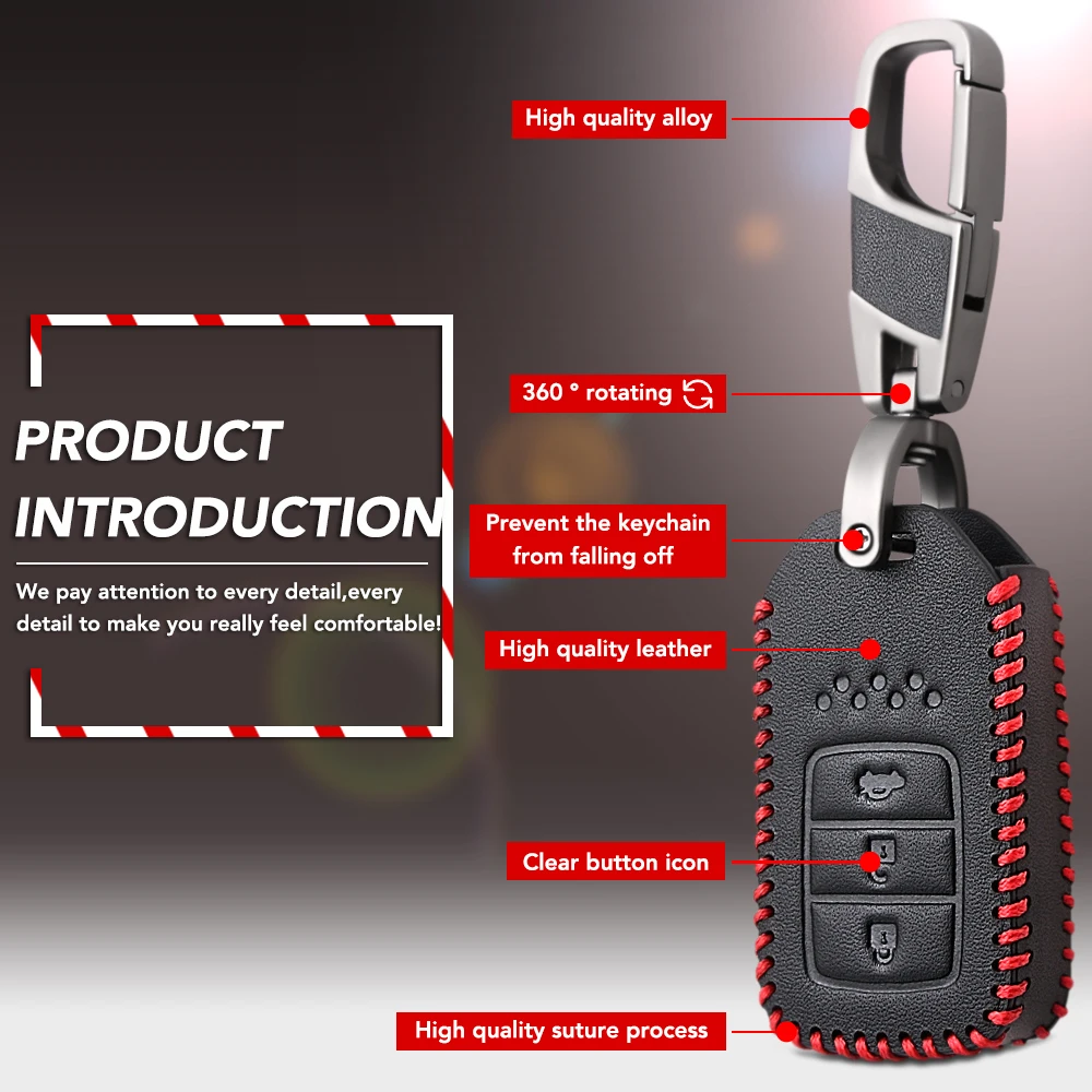 3 кнопки Кожаный Автомобильный Брелок дистанционного управления с ключом