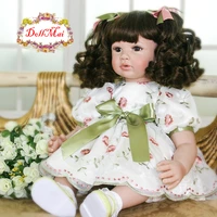 60cm bebes reborn princess toddler silicone reborn baby dolls for children gift lovely dress curlyhair handmade kids gift doll