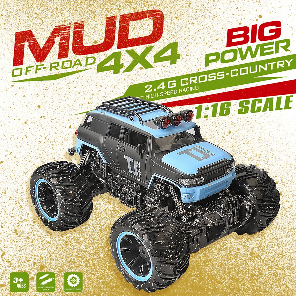 Gizmovine Rc автомобиль Dirt Bike игрушки 1/16 2WD Рок Гусеничный ралли Bigfoot автомобиль внедорожник пульт дистанционного управления машина для детей Большая распродажа