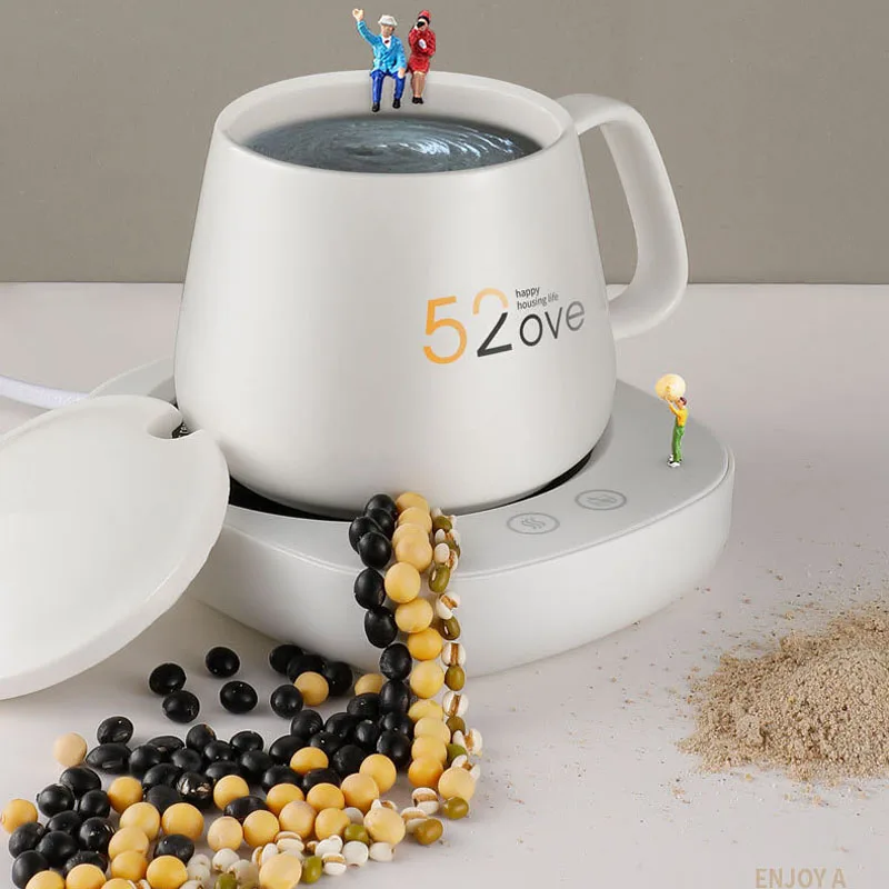 55 Celsius Thermostat Heating Cup Magnetic Stirring Cup Personal Health Cup Desktop Heated Mug Plate for Tea Coffee Milk