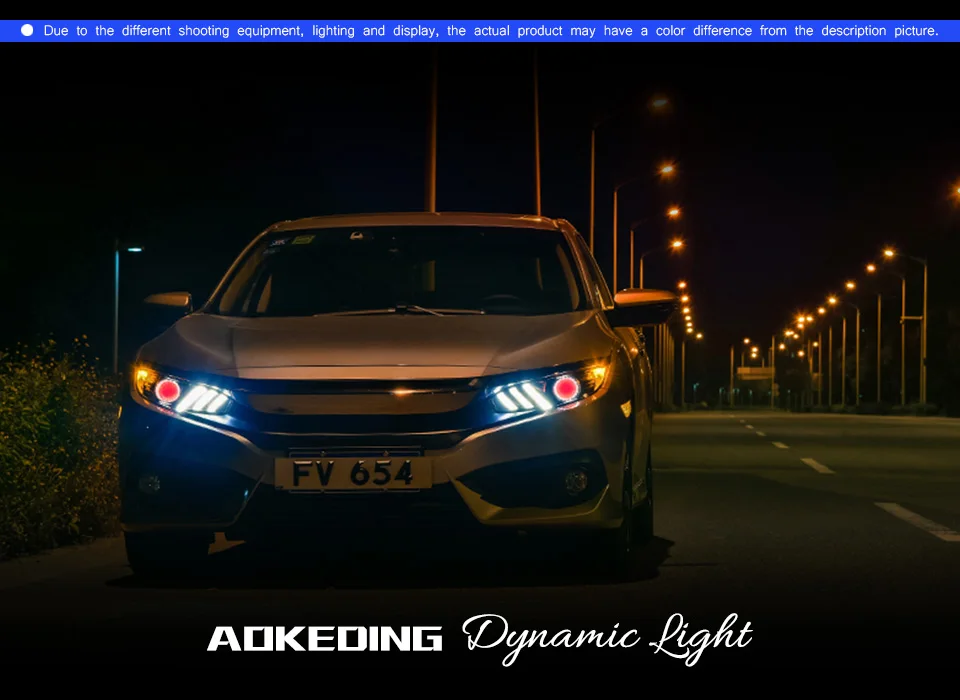 AKD Тюнинг автомобилей фары для Honda CIVIC X G10 Mustang светодиодные фары DRL ходовые огни Биксеноновые лучевые Противотуманные фары с ангельскими глазками