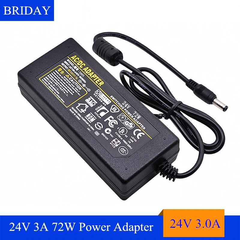 AC110 240V 24 V 3A Питание для Светодиодные ленты монитор принтера DC24V 72 W Мощность
