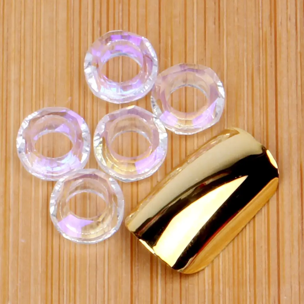 

50pcs/pack 8mm Round Shape Angle Rings Glass Hollow Crystal Chameleon Cabochom Jewelry Nail Art DIY Garments Dress Decoration