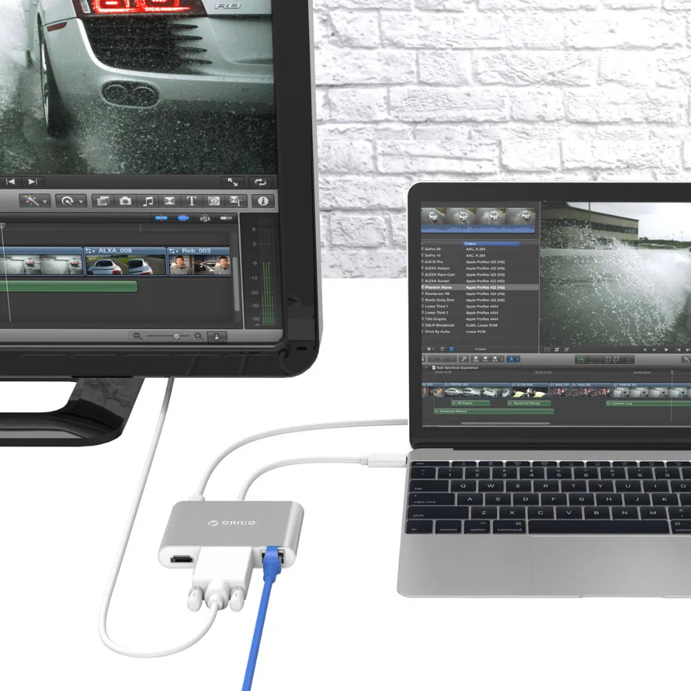 ORICO USB3.1 type C концентратор разветвитель для HDMI RJ45 VGA USB3.0 A адаптер док станция