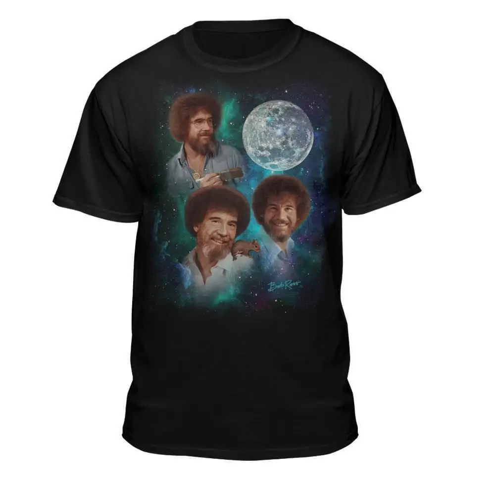 Bob Ross официально Лицензированная Футболка с принтом 3 Moon футболка короткими