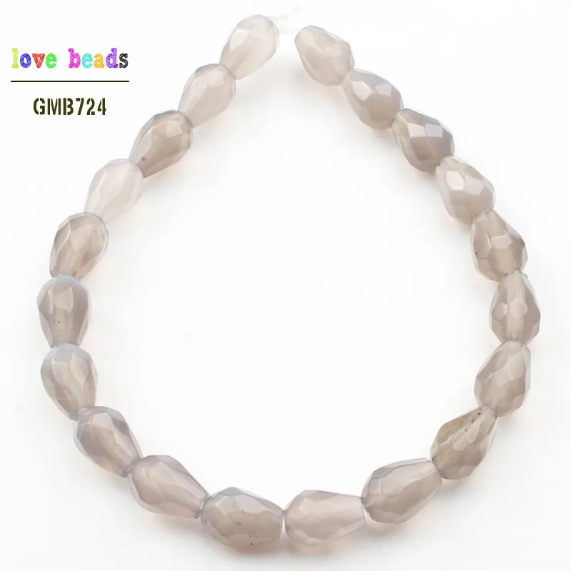gray agate Бусины Из Натурального граненого камня в форме капли, авантюрин, тигровый глаз, красные яшмы, бусины 8*10 мм, бусины для изготовления ювелирных изделий, 20 шт - Цвет: gray agate