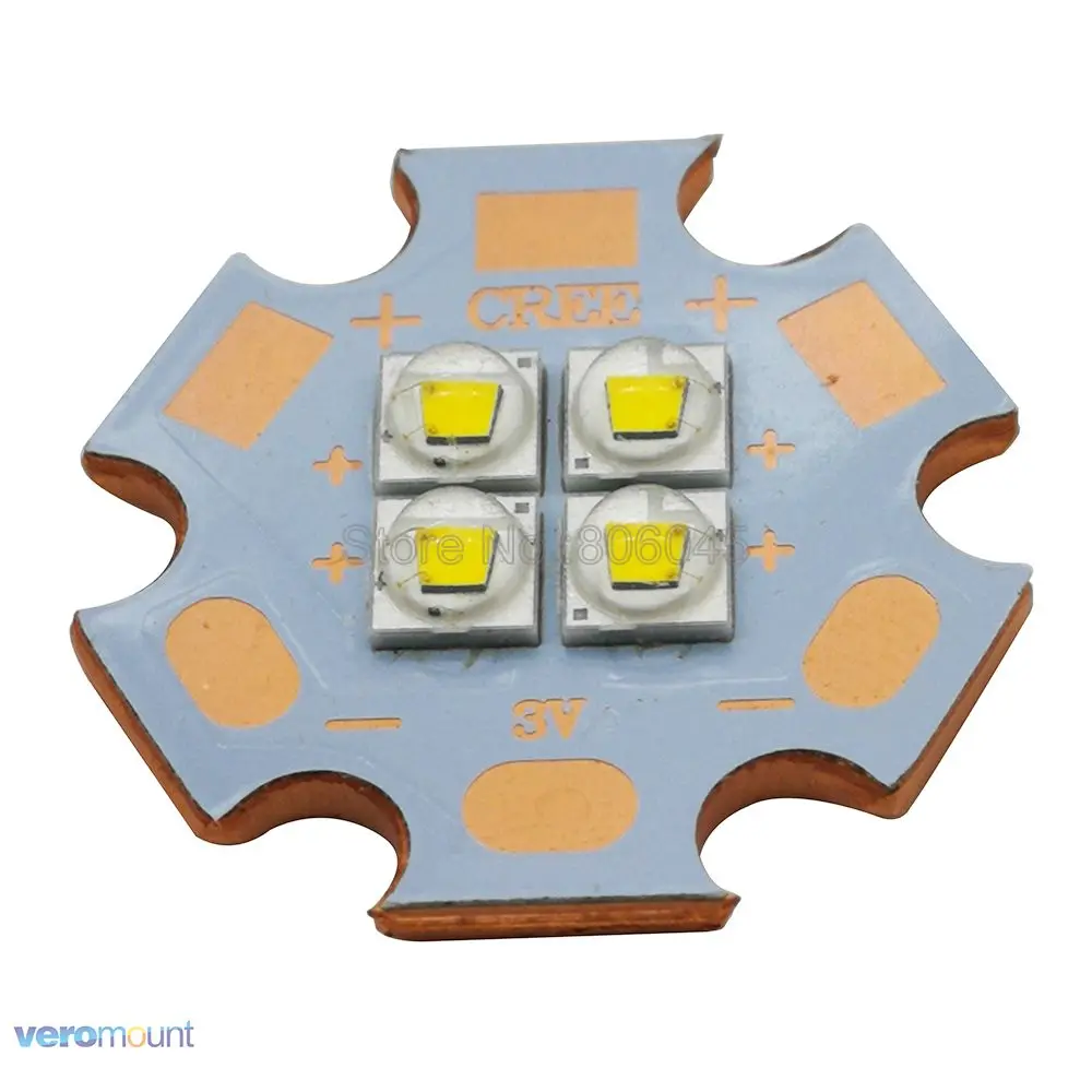 10 шт Cree XPE2 XP-E2 3 V 6 V 12 V 4 чипов высокой Мощность светодиодный излучатель холодный белый теплый белый нейтральный белый красный Цвета на 20 мм Медь печатной платы