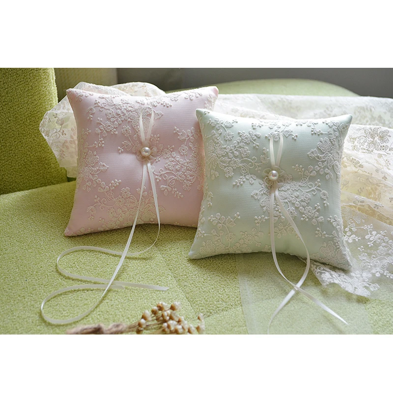 

Top quality pink lace Wedding Supplies Ring Pillow flower Pincushion rings Cushion Festive Party DIY Decorations Various Size