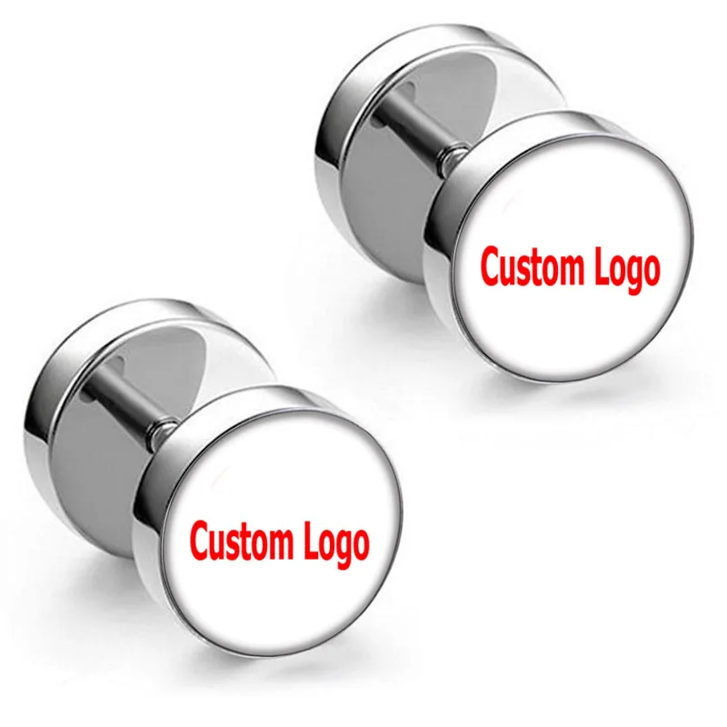 Оптовые затычки для ушей с логотипом на заказ гвоздики серьги-гвоздики иллюзией 8