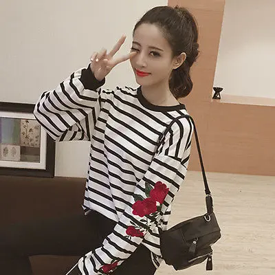 2017 модная Женская толстовка с длинным рукавом пуловер свитер повседневные