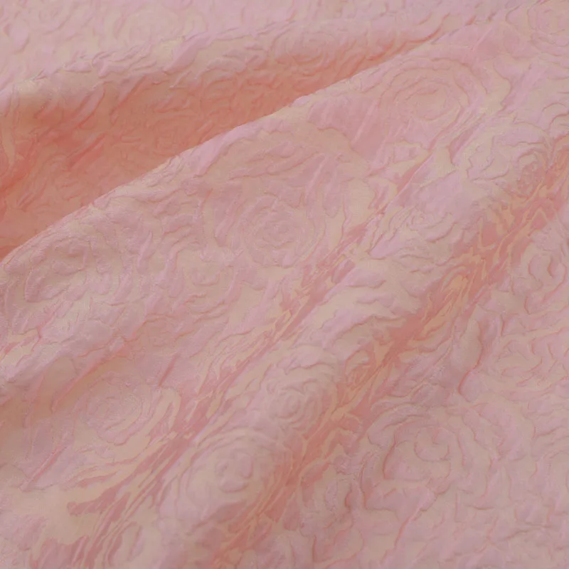 Розовая однотонная тисненая розовая жаккардовая ткань sakura для платья пальто hanfu