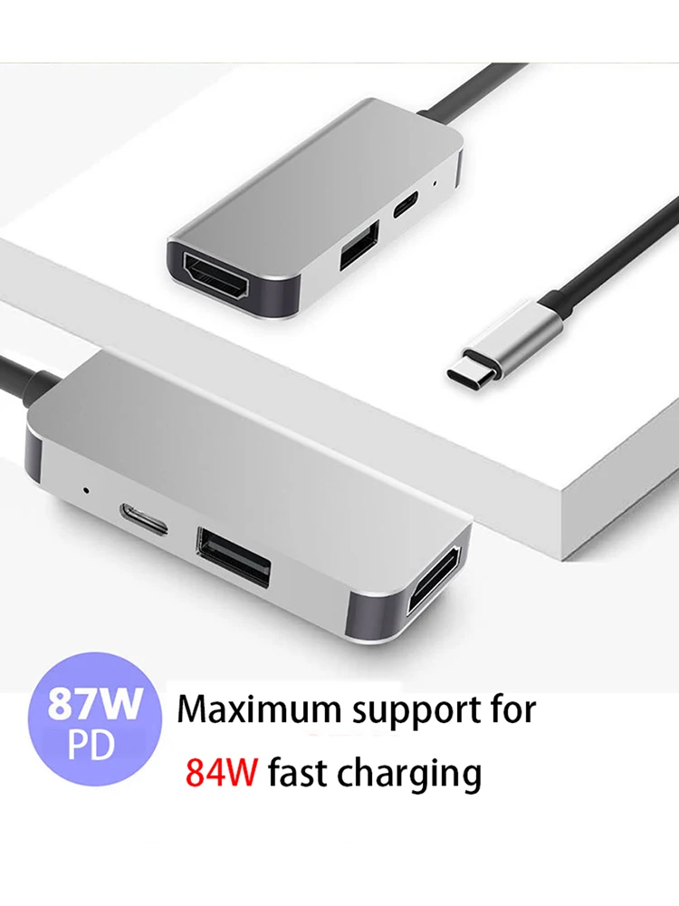 3 в 1 USB C Type к HDMI 4K адаптер док станция USB3.0 PD Быстрая зарядка концентратор Thunderbolt для