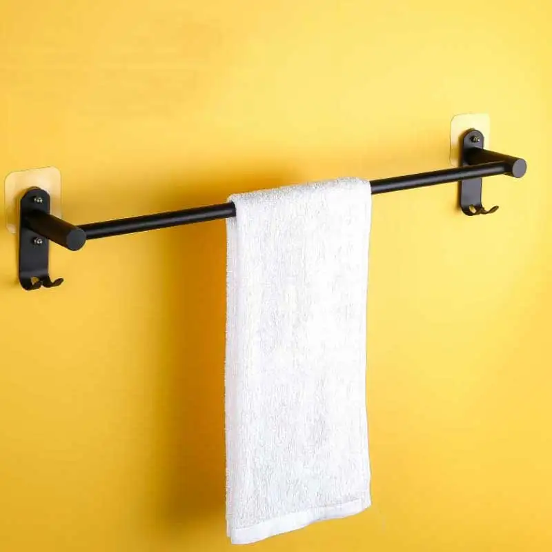 spesifikasi Hitam Single Double Rod 304 Stainless Steel Kamar Mandi Handuk Rak Kamar Mandi Gantung Handuk Bar Gratis Punch