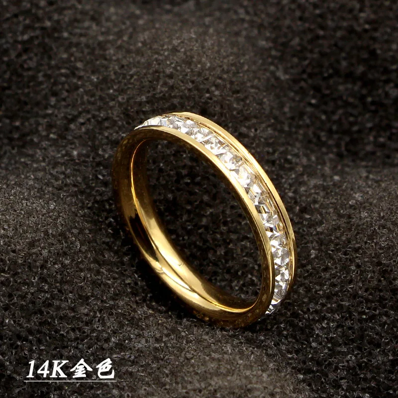 Популярные Модные ювелирные изделия женские кольца из нержавеющей стали стразы 4