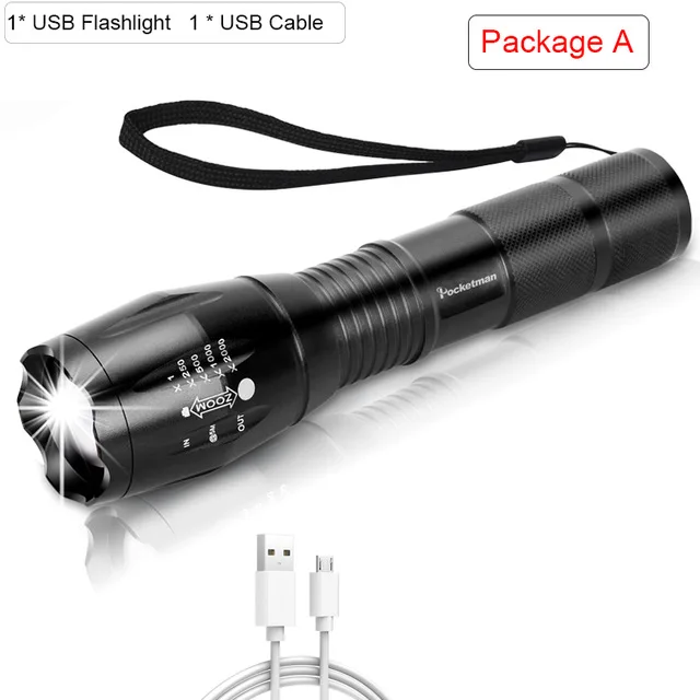 A Супер Яркий USB фонарик, светодиодный фонарь COB+ L2/T6, тактический фонарь, масштабируемый, высокая мощность, zaklamp, перезаряжаемый светодиодный фонарь - Испускаемый цвет: A